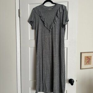 THE GREAT Ruffle Women's Tuxedo T-Shirt Midi Dress Size 1